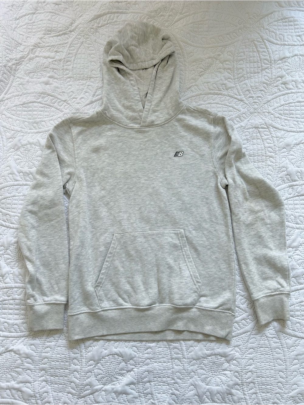 New Balance Youth Light Grey Hoodie Athletic Pullover Sweatshirt